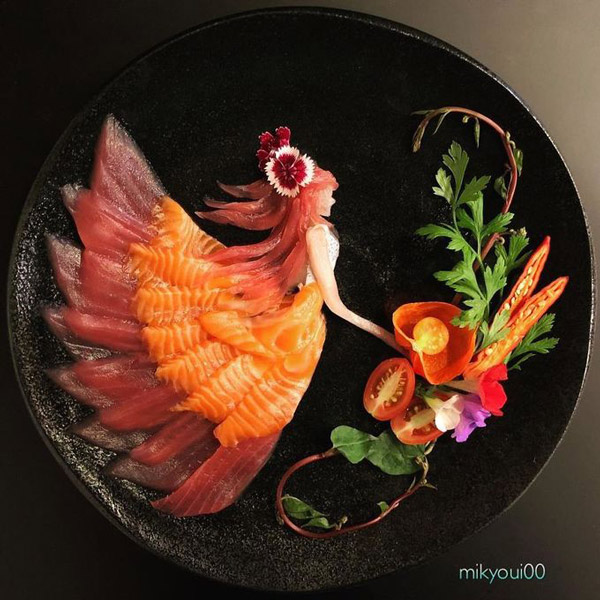 Người đàn ông Nhật biến sashimi thành tranh 3D đẹp không nỡ ăn