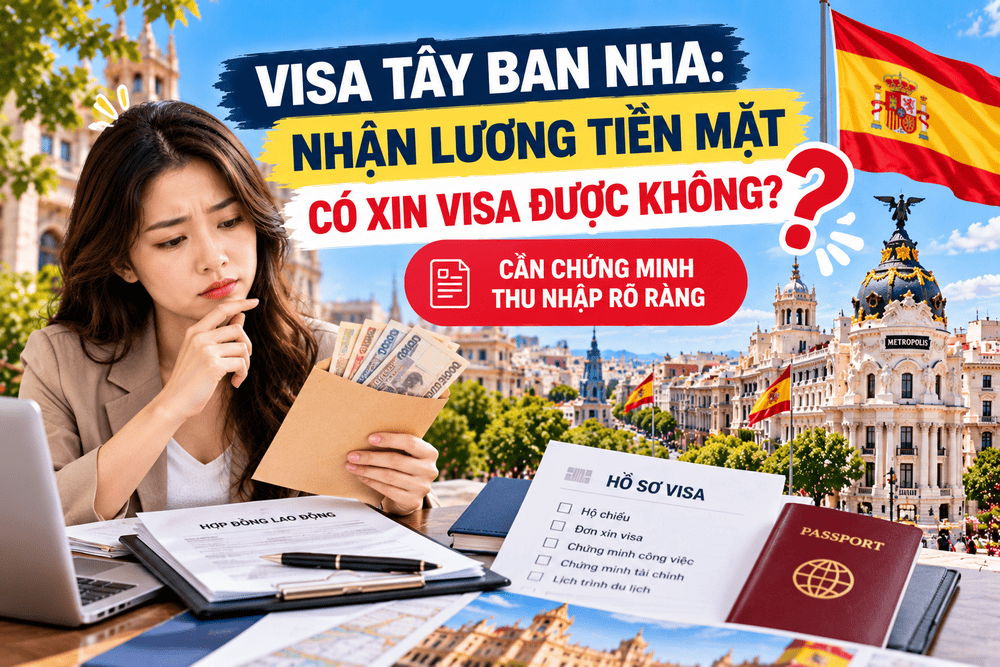 VISA TÂY BAN NHA: NHẬN LƯƠNG TIỀN MẶT CÓ XIN VISA ĐƯỢC KHÔNG?