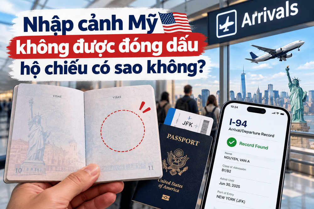Nhập cảnh Mỹ không được đóng dấu hộ chiếu có sao không?