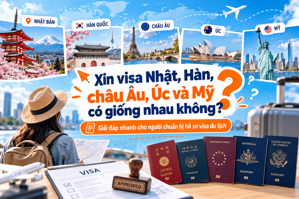 Xin visa Nhật, Hàn, châu Âu, Úc và Mỹ có giống nhau không?